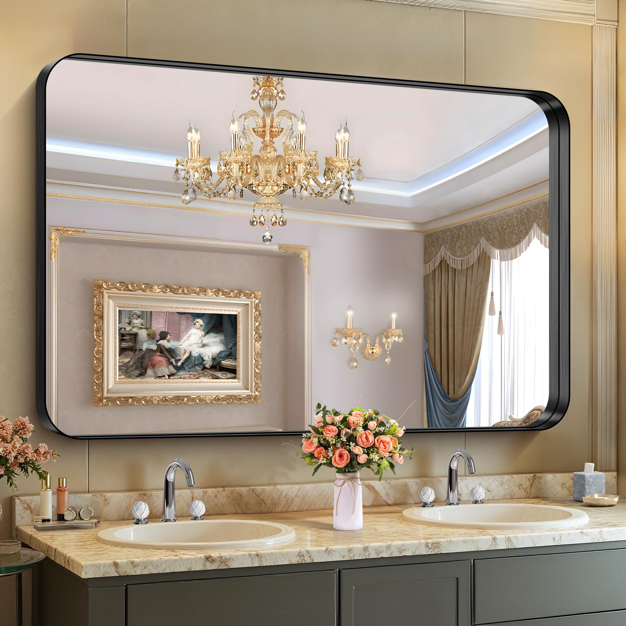Amazon.com: CIRCUMI Black Bathroom Mirror, 36